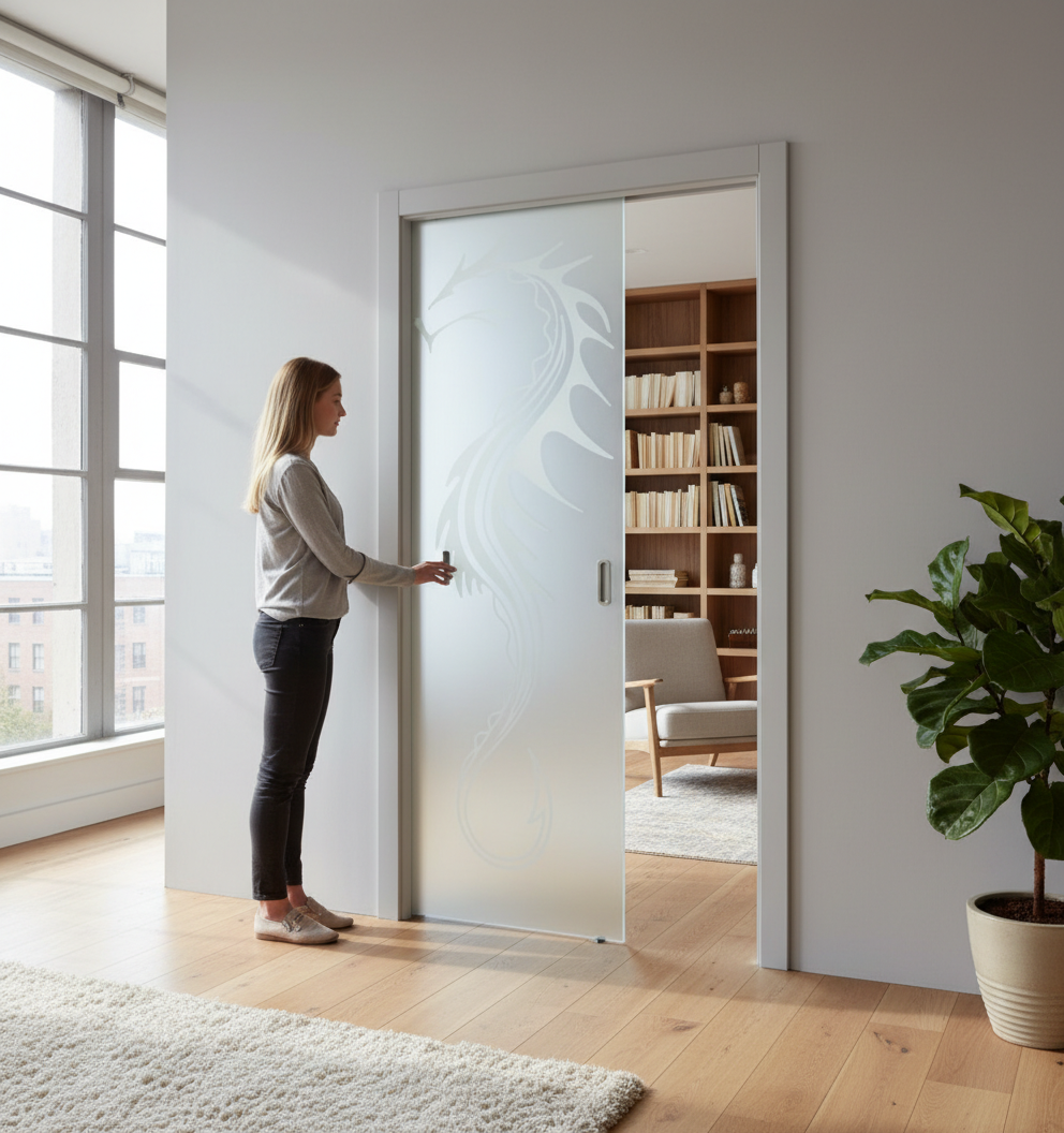 Premium Frameless Satin Glass Door with 100mm Jambs and Easy-Clean Finish - High-Quality Professional Grade for Industrial and Commercial Applications