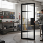 Premium Contemporary Black Clear Glazed Internal Door with Safety Glass and Solid Framing for Industrial Style Interiors