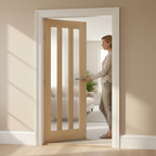 Premium Oak Prefinished Door with Obscure Glazing Panels for Maximum Light Flow and Easy Installation