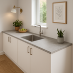 Compact Square Edge Laminate Worktop in Woodstone Gris, 3050mm x 650mm x 12.5mm