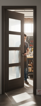 Premium Internal Door with Clear Glass - Contemporary Design, Durable Construction and Stylish Aluminium Strips