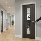 Premium Black Laminated Glazed Door with Clear Safety Glass and Contemporary Design