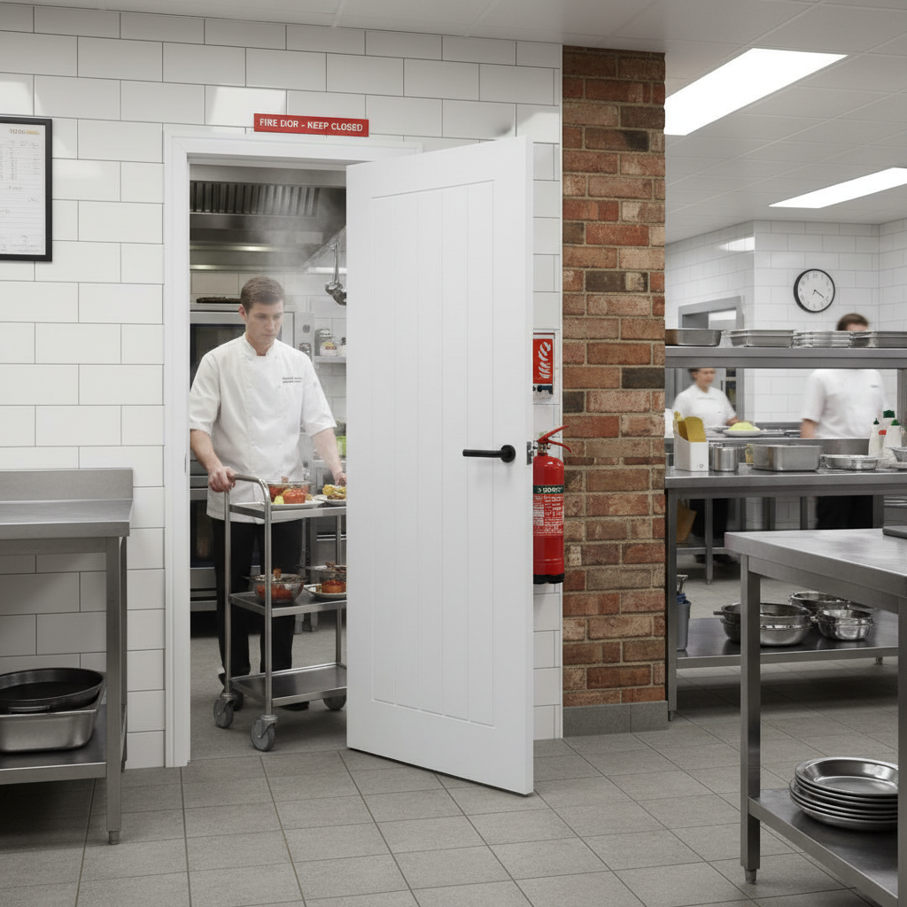 Premium 60 Minute Fire Rated White Interior Door with Engineered Construction and Tongue and Groove Design