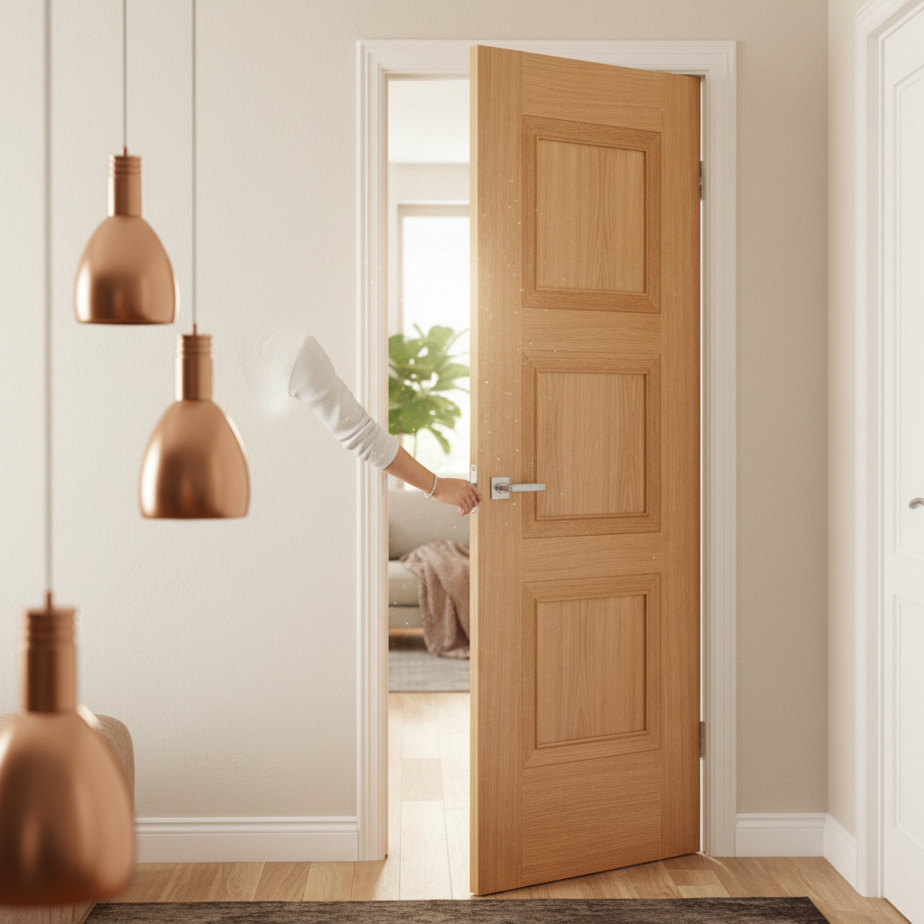 Premium 3 Panel Oak Internal Door - Solid Core Construction with Bolection Mouldings and Fully Finished Design