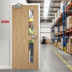 Premium Flush Oak 16G Fire Rated Door with Clear Glazing for 30-Minute Safety - High-Quality Professional Grade for Industrial and Commercial Appli...