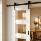 White Internal Door with Clear Glass Glazing, Primed Finish, Solid Core - detail view