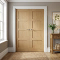 Internal Unfinished Oak Shaker 4 Panel Door Pair, Solid Core