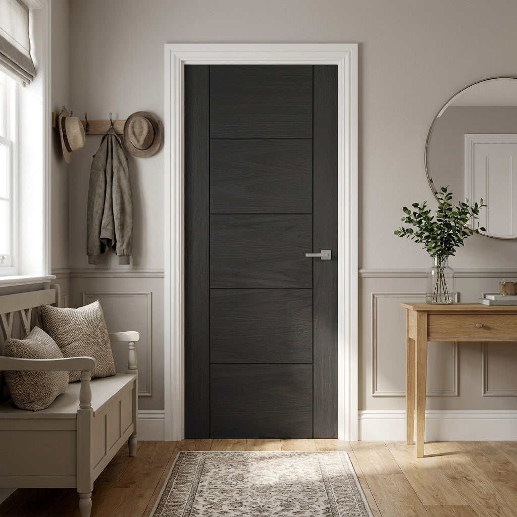 Black Internal Oak Fire Door FD30 Rated, Fully Finished, Solid Core