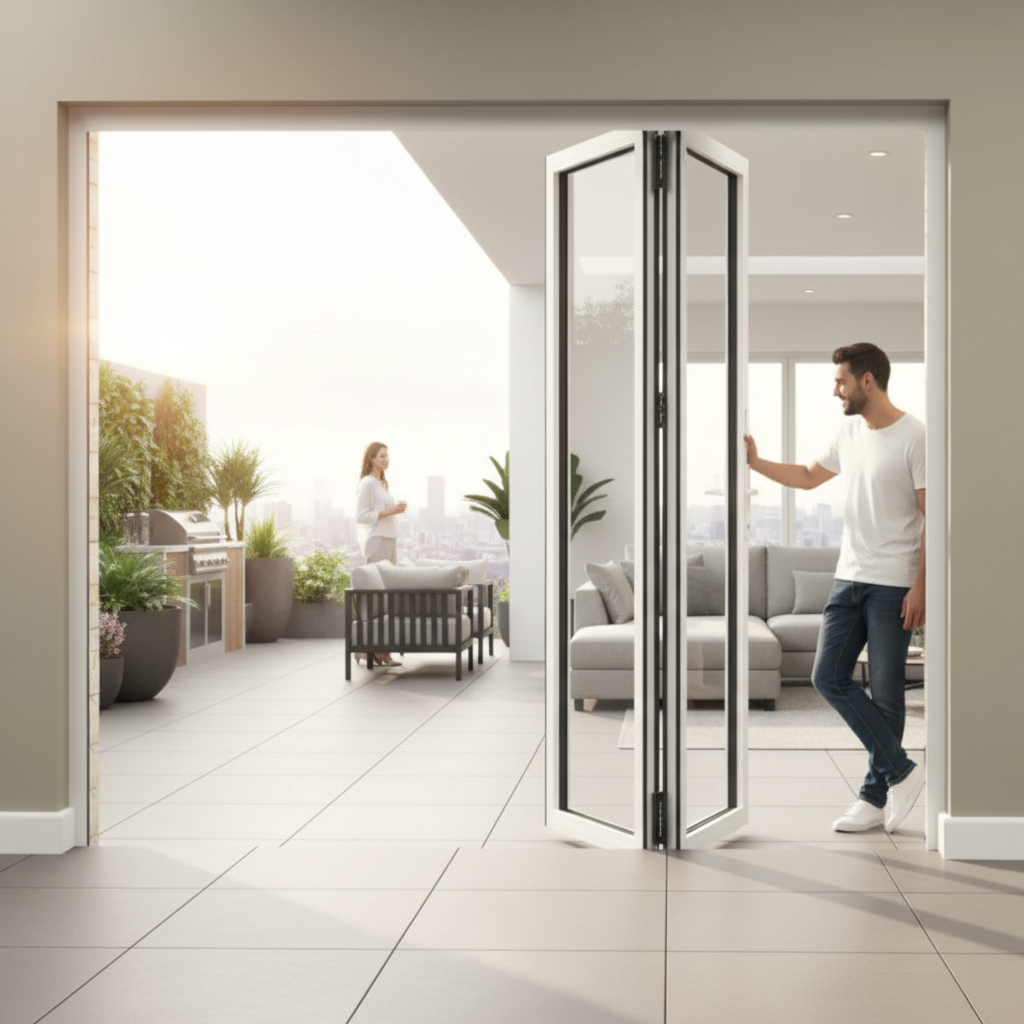 Premium 10ft Slimline White Aluminium Bifold Doors with Double Glazing and Thermal Efficiency