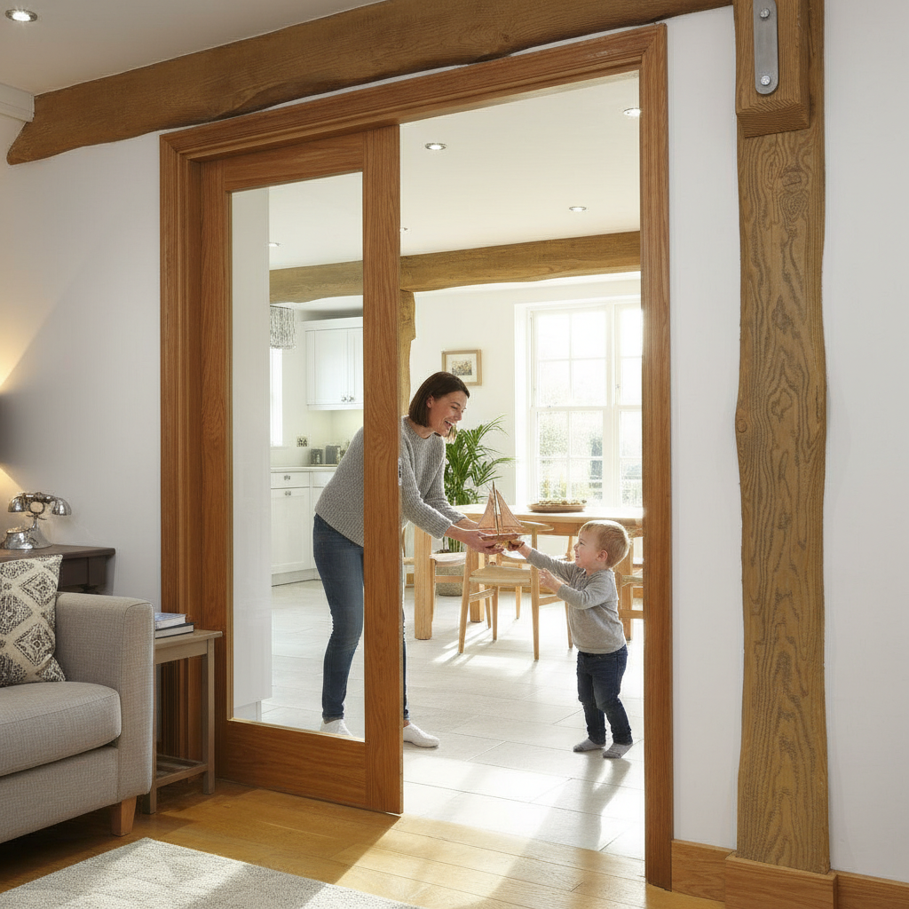 Premium Clear Glazed Oak Faced Door with Engineered Core and 10mm Lippings for Enhanced Stability