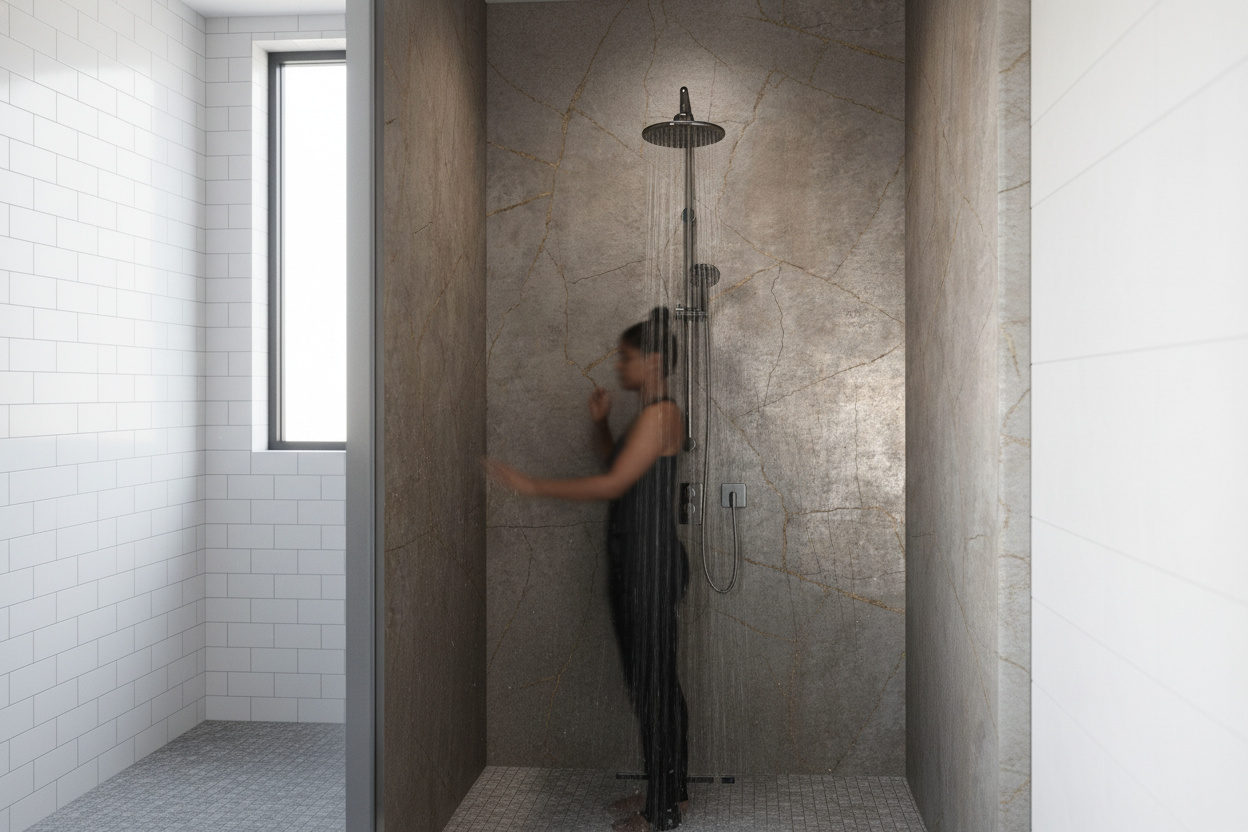 Premium Postformed Waterproof Wall Panelling with Stunning Gold Stone Effect, 2420 x 1200mm for Durable Design - Image 2