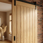 Internal Oak Sliding Door, Unfinished, Black Top Mounted, Solid Core - detail view