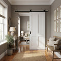 Internal White Primed Victorian Shaker Sliding Door - 4 Panel, Solid Core