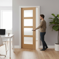 Premium Internal Unfinished Shaker Door with 4 Light Obscure Glass Panels and Solid Engineered Core