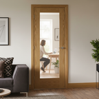 Premium Internal Clear Glazed Pattern 10 Oak Door with Engineered Construction and A-Grade Oak Veneer