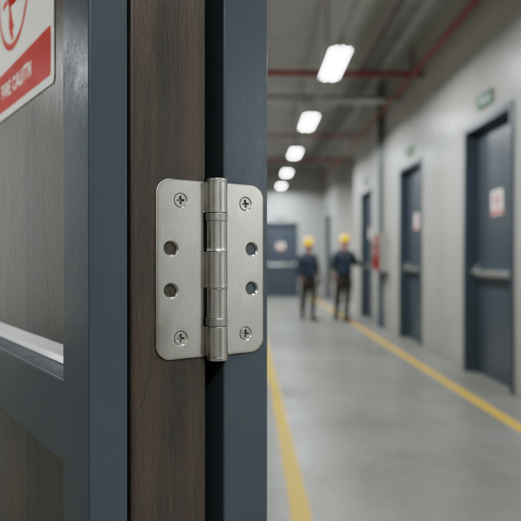 Premium 100mm (3") Fire Rated Ball Bearing Radius Hinge Pair - Durable Brushed Stainless Steel for Smooth Operation