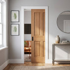 Oak Unfinished Internal Victorian 4 Panel Pocket Door Set 100mm
