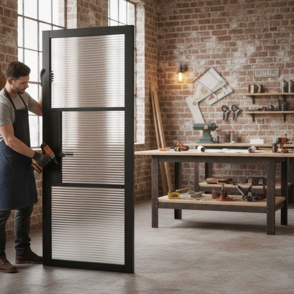 Premium 3L Internal Door Pair with Reeded Glass and Solid Engineered Core for Modern Homes