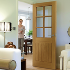 Premium Unfinished Internal Door with 6 Clear Glass Panels, Engineered Construction, and Solid Core Design for Enhanced Durability