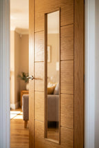 Internal Oak Door Unfinished with 1 Light Clear Glass Panel - detail view