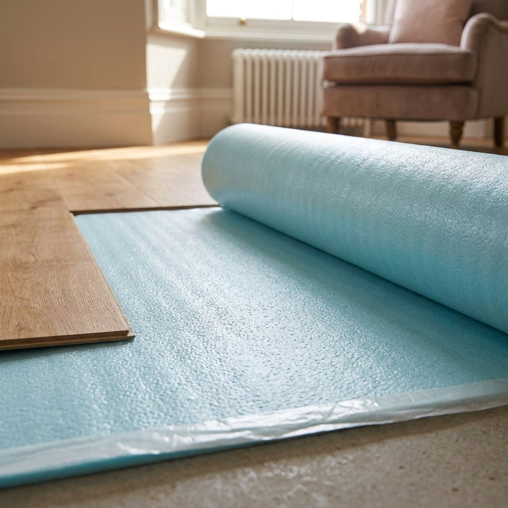 Underlay Roll, 3mm Barrier Laminate and Real Wood, 15m² Coverage - detail view