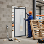 Premium External White Composite Door with Obscure Glass Panel - Modern Design for Enhanced Entryway Privacy and Natural Light
