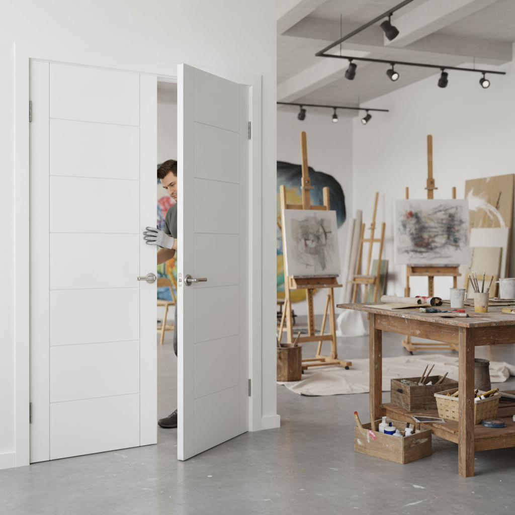 Premium Internal White Primed 7-Panel Door Pair - Elegant Design for Home Interiors