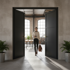 Premium Custom Made Industrial Style Door Pair with 3 Panel Design, Solid Softwood Core, and Suitable for Pocket Door Systems