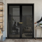 Premium Industrial Style Door Pair with Three-Light Design, Solid Softwood Core, and Pocket Door Compatibility