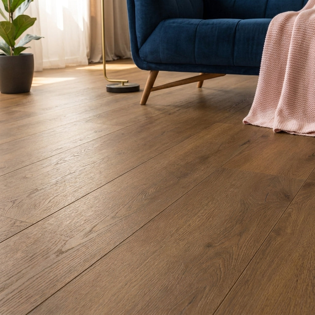 12mm Dusky Oak Laminate Flooring - Water-Resistant - detail view
