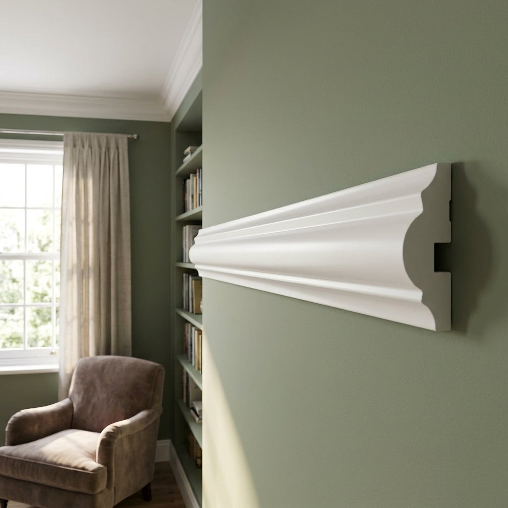Water-Resistant Decorative Beading Moulding 14mm x 29mm 2.4mm White High Gloss - detail view