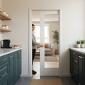 Premium White Primed Internal Pocket Door Set with Clear Glass Panel - Modern Space-Saving Design for Optimizing Room Layout