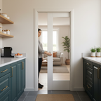 Premium White Primed Internal Pocket Door Set with Clear Glass Panel - Modern Space-Saving Design for Optimizing Room Layout