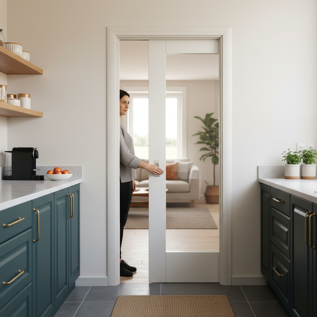 Premium White Primed Internal Pocket Door Set with Clear Glass Panel - Modern Space-Saving Design for Optimizing Room Layout