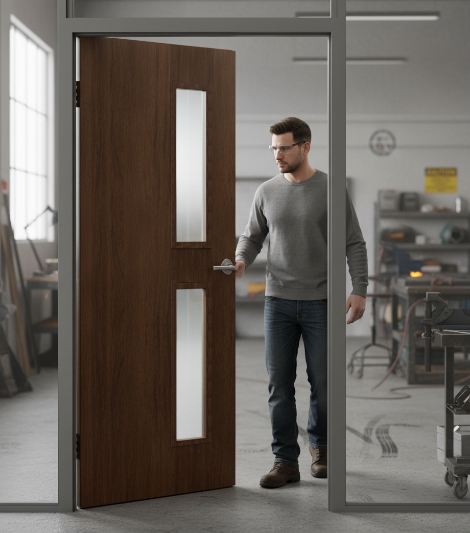 Premium Custom Made FD30 Glazed Walnut Fire Door for Interior Spaces - Bespoke Design Options Available