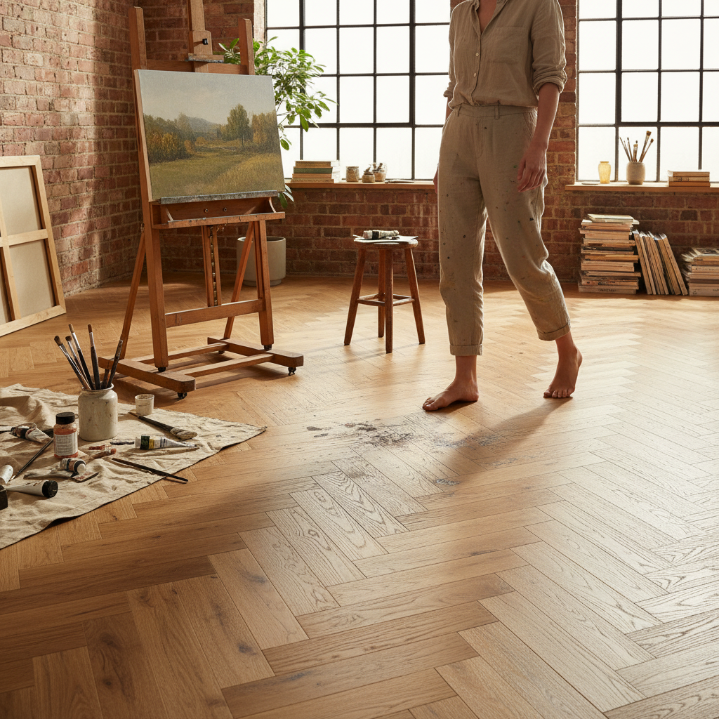 Premium Herringbone Solid Real Wood Flooring 18mm Brushed and Oiled Oak for Timeless Elegance