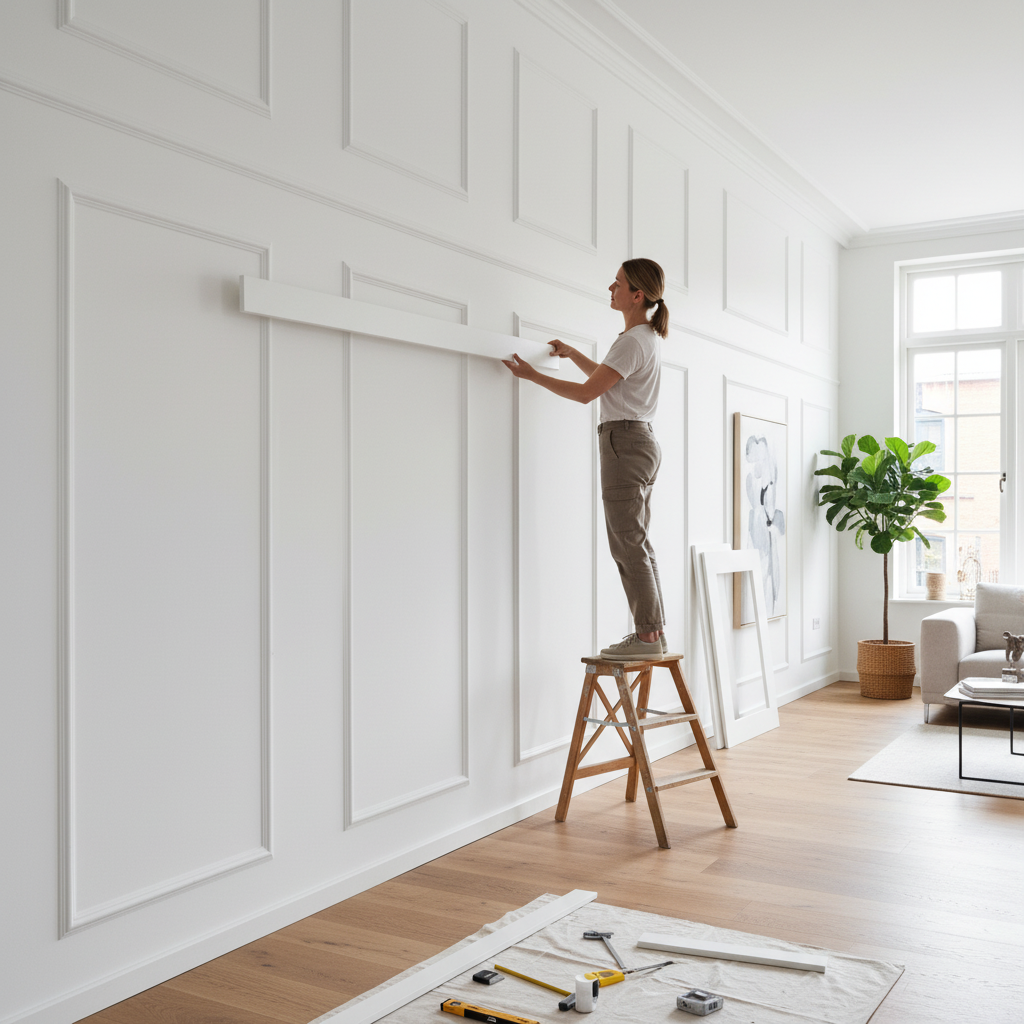 Premium White Painted Large Wall Panelling Kit - Easy Installation for Stylish Interior Transformation