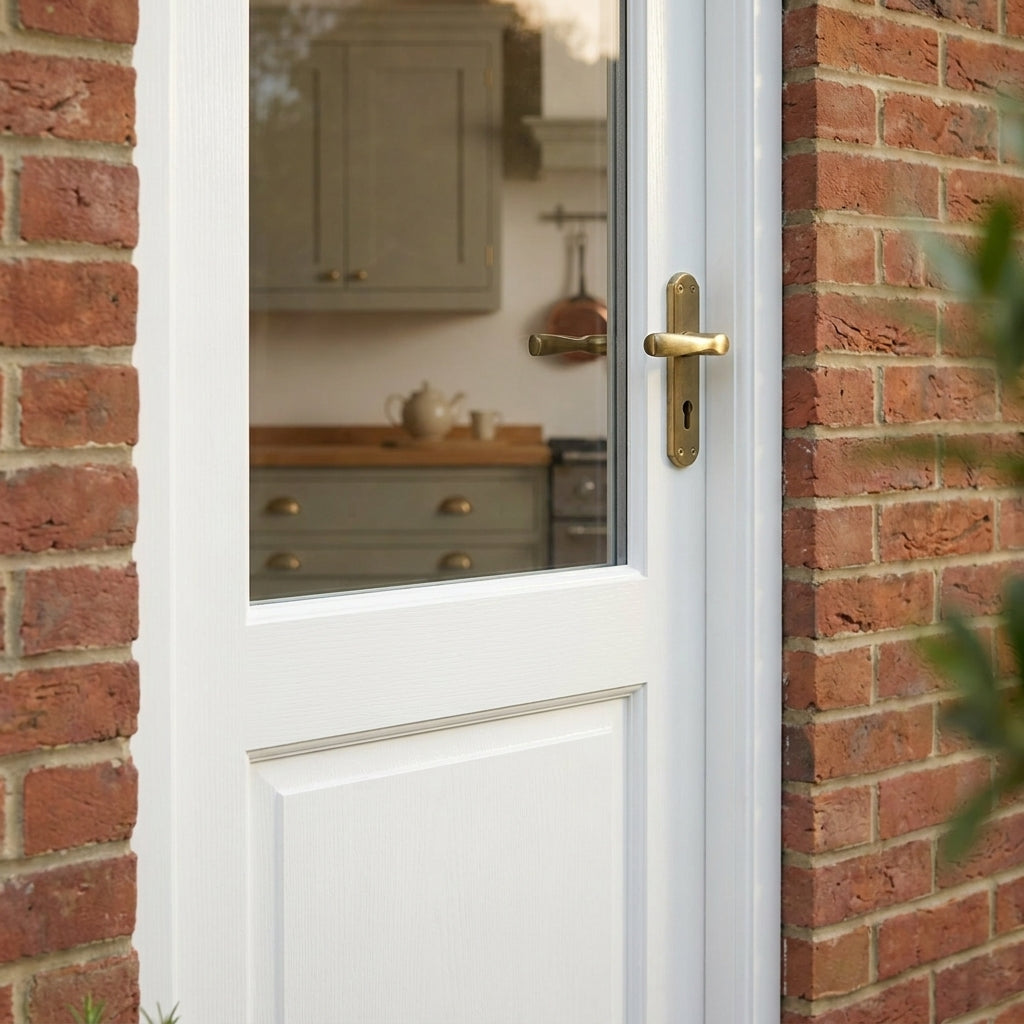 External White Primed Double Glazed Clear 2XG Door - detail view