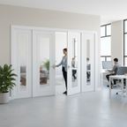 Premium Internal Clear Glass Sidelight Room Divider Set with White Primed Finish - Four Doors for Stylish Space Separation