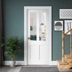 Premium Internal Primed Flat Victorian Shaker Door with 2 Clear Glass Panels and Solid Engineered Core Construction - Image 2