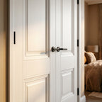 Internal 1 Panel White Primed Elegance Lancaster Door Pair with Solid Core - detail view