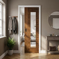 Walnut Internal Pocket Door Set Fully Finished with 1 Light Clear Glass
