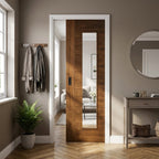 Walnut Internal Pocket Door Set Fully Finished with 1 Light Clear Glass