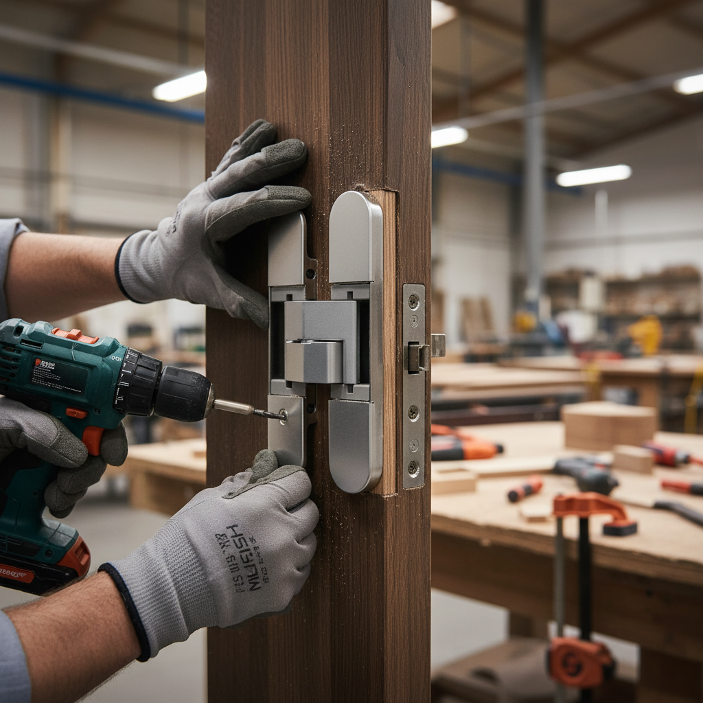 Premium Satin Chrome Concealed Hinge - Stylish Finish for Doors with Dimensions 115mm Height, 23mm Width, 27mm Thickness