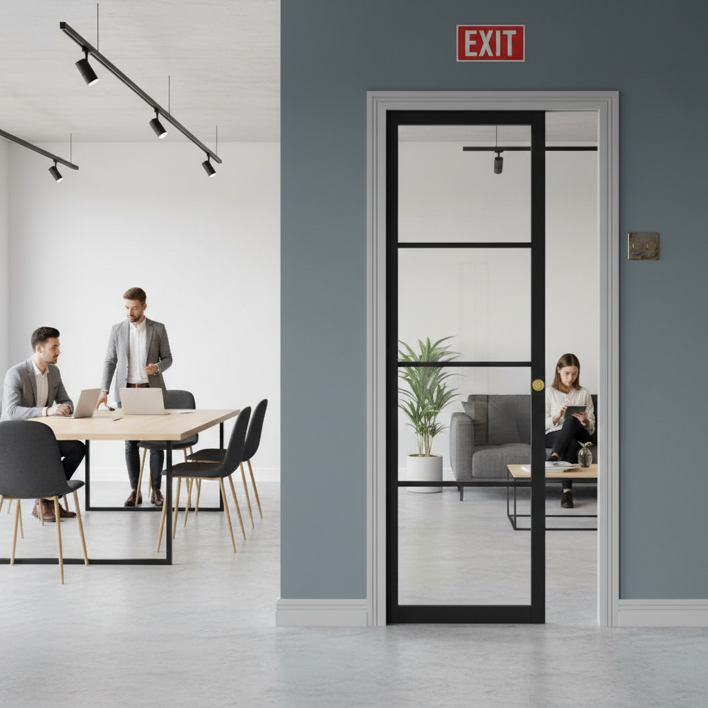 Premium Extra Slim 4L Fire Rated Pocket Door System with Galvanised Steel Frame and Custom Made Options