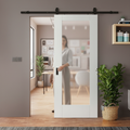 Premium Internal Sliding Door with Obscure Glass Panel and Black Track for Contemporary Design