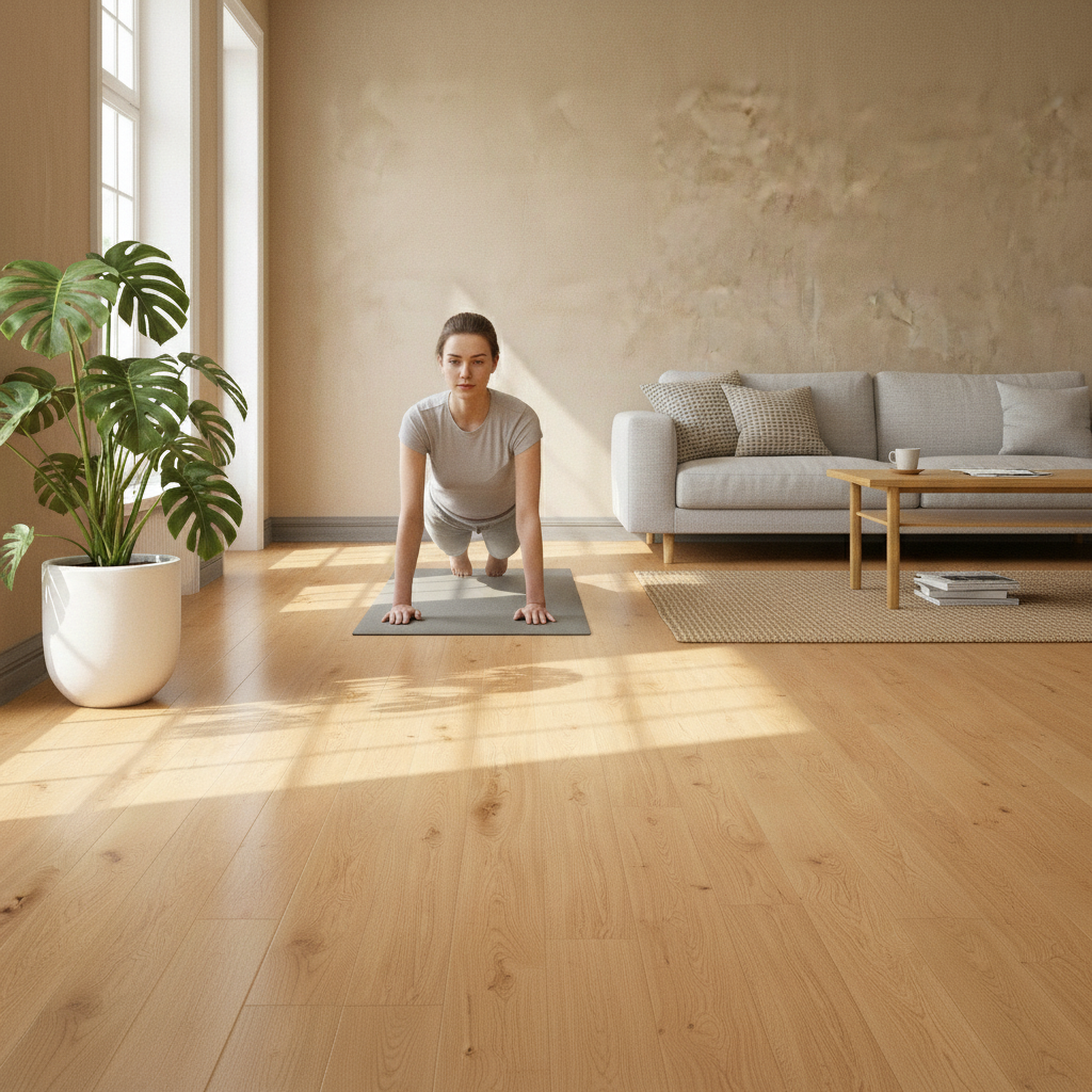 Premium 12mm UV Lacquered Engineered Real Wood Flooring in Natural Oak Finish - High-Quality Professional Grade for Industrial and Commercial Appli...