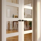 Internal Shaker 4 Light White Primed French Door with Clear Glass - detail view