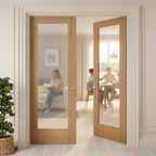 Premium Internal Oak Unfinished Pattern 10 Pair Door with Obscure Glass Panels for Privacy and Modern Design - Image 2