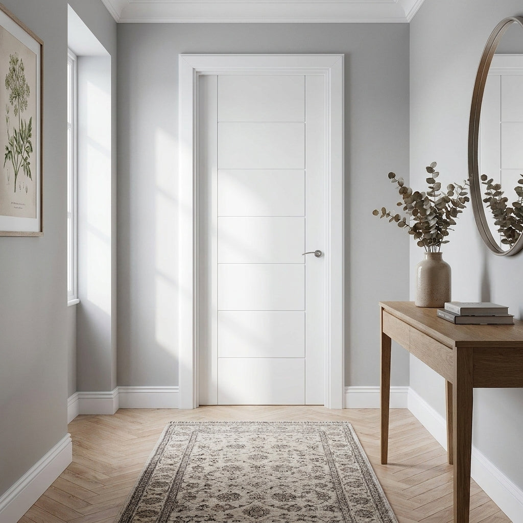 FD30 Fire Door Internal White Primed Finish Solid Engineered Timber Core